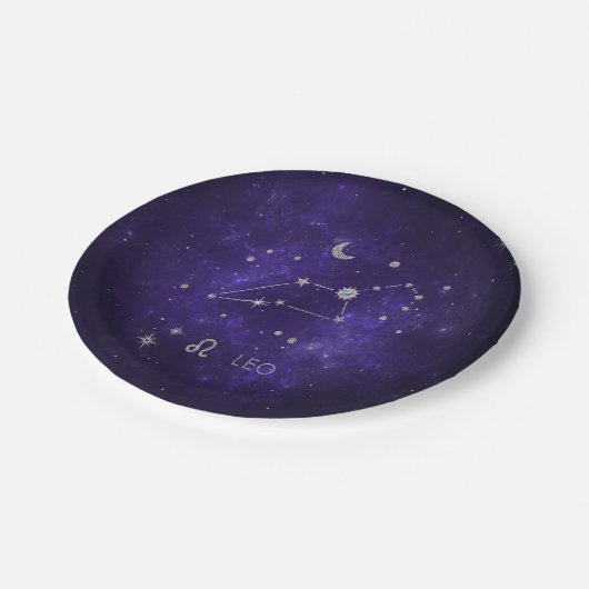 Assiettes En Carton Zodiac Purple Leo | Horoscope d'astrologie cosmiqu (Angle)