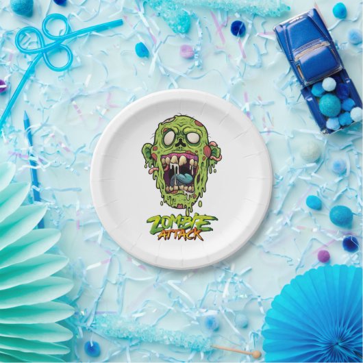 Assiettes En Carton Zombie Attaque Effrayant Monstre Créature (Fête)