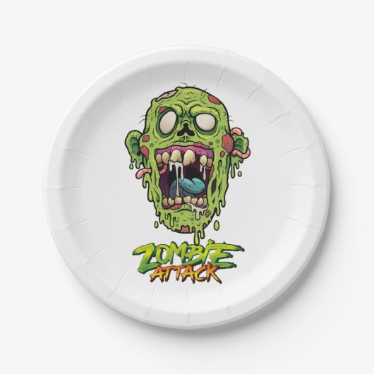 Assiettes En Carton Zombie Attaque Effrayant Monstre Créature (Devant)