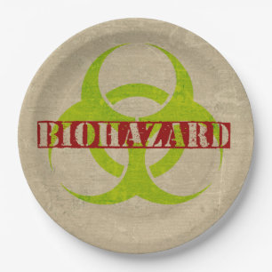 Assiettes En Carton Zombie Biodanger Halloween Plaques papier de parti