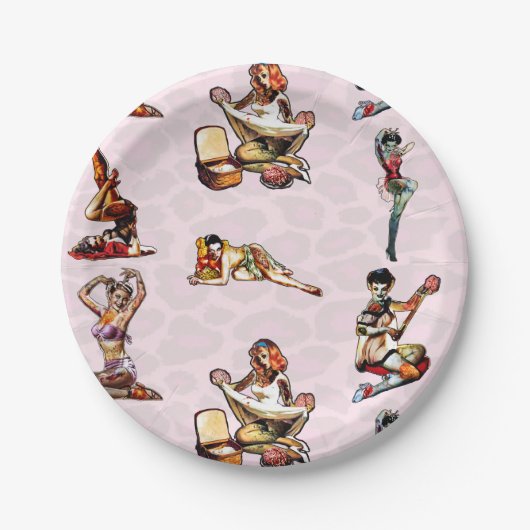 Assiettes En Carton Zombie Pin Ups (Devant)