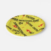 Assiettes En Carton Zombie zone d'infection Caution bande sang fileté (Angle)