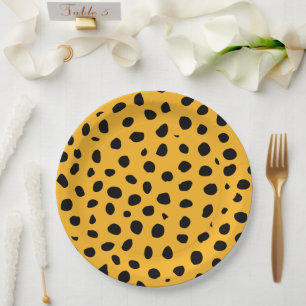 Assiettes En Carton Zones de guépard orange noir