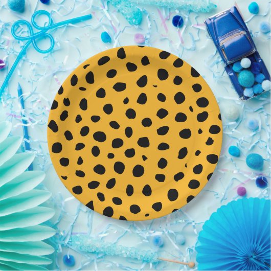 Assiettes En Carton Zones de guépard orange noir (Fête)