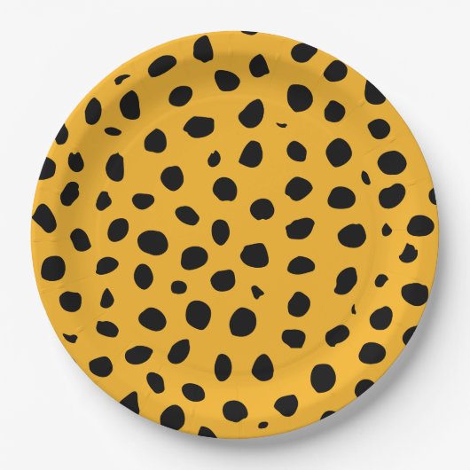 Assiettes En Carton Zones de guépard orange noir (Devant)