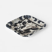 Assiettes En Carton Zones de vache noir et blanc Zones de vache fourru (Angulaire)