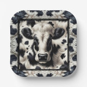 Assiettes En Carton Zones de vache noir et blanc Zones de vache fourru (Recto)