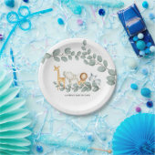 Assiettes En Carton Zoo Animaux Baby shower Plaque en papier (Fête)