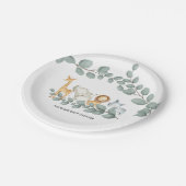 Assiettes En Carton Zoo Animaux Baby shower Plaque en papier (Angle)