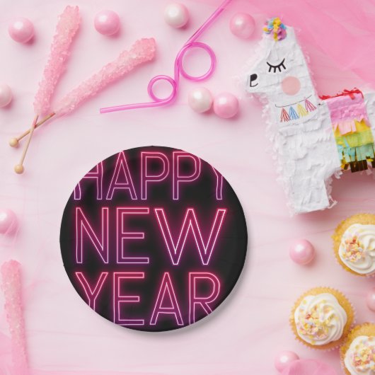 Assiettes En Carton Zoom dans Purple Gradient Nouvel An (Fête)