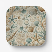 Assiettes en papier 7 pouces Shells de la côte de (Recto)