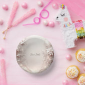 Assiettes en papier à fleurs en ivoire blanc (Fête)