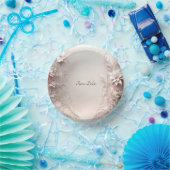 Assiettes en papier à fleurs en ivoire blanc (Fête)