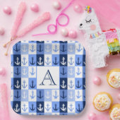 Assiettes en papier à monogramme d'ancres (Fête)