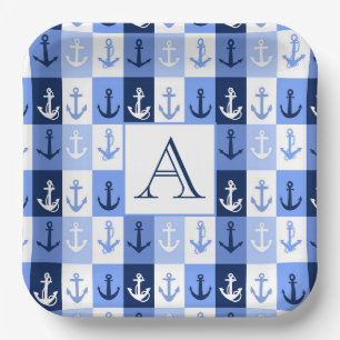 Assiettes en papier à monogramme d'ancres