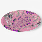 Assiettes en papier à monogramme rose bébé et viol (Angle)