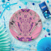 Assiettes en papier à monogramme rose bébé violet  (Fête)