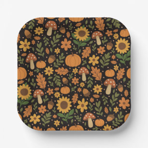 Assiettes en papier à motif automnal rustique dess
