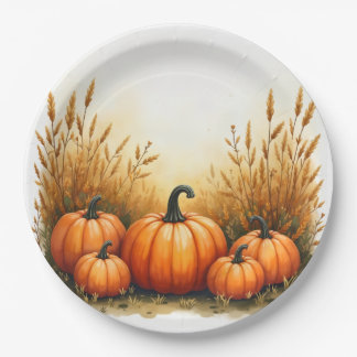 Assiettes en papier à motif de citrouilles magnifi