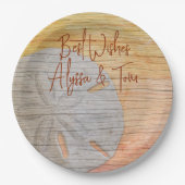 Assiettes en papier à motif de dollar de sable en  (Devant)