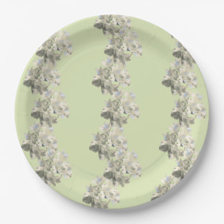 Assiettes en papier à motif floral botanique vert