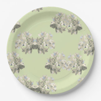 Assiettes en papier à motif floral botanique vert