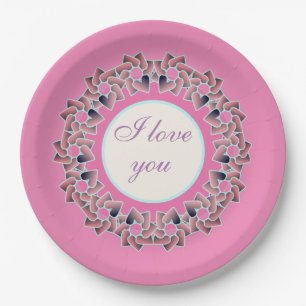 Assiettes en papier à motif floral Sweet Heart Lov