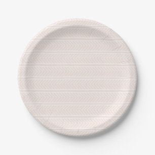 Assiettes en papier à motif herringbone rose