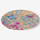 Assiettes en papier à motif papillon floral charma (Angle)