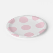 Assiettes en papier à motif pois rose pâle et blan (Angle)