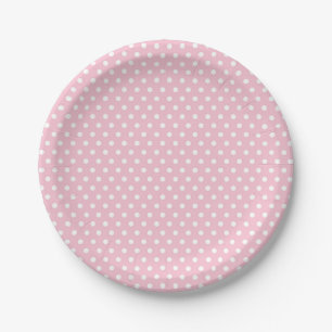 Assiettes en papier à pois blancs rose