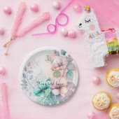 Assiettes en papier à verdure florale élégante (Fête)