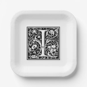 Assiettes en papier alphabet “I” William Morris
