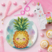 Assiettes en papier ananas heureux (Fête)