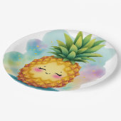 Assiettes en papier ananas heureux (Angle)