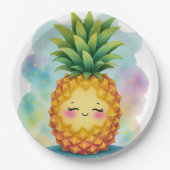 Assiettes en papier ananas heureux (Devant)