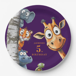 Assiettes en papier Anniversaire Animaux de Zoo Pe