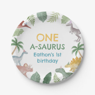 Assiettes en Papier Anniversaire Garçon Un An Saur