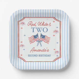 Assiettes en papier anniversaire Rouge Blanc & Deu
