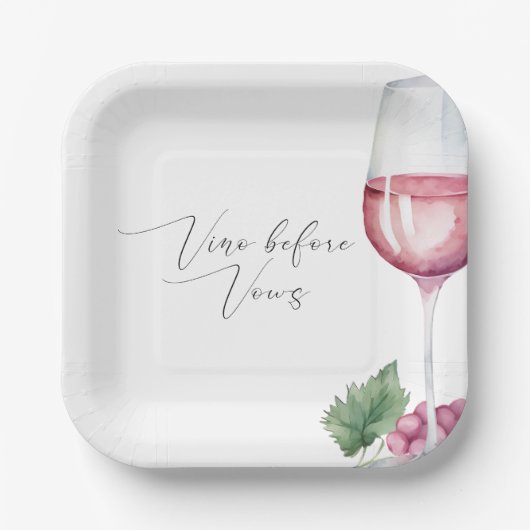 Assiettes en papier aquarelle Vino avant les Voeux (Recto)