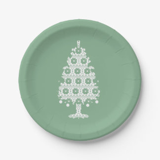 Assiettes en papier arbre de Noël en tricot d'hive