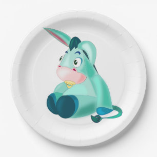 Assiettes en papier avec bébé âne