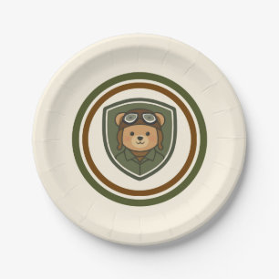 Assiettes en papier Aviator Bear Military Party