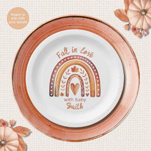 Assiettes en papier Baby Shower Bohème Arc-en-ciel