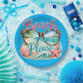 Assiettes en papier "Beach Please". (Fête)