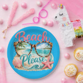 Assiettes en papier "Beach Please". (Fête)