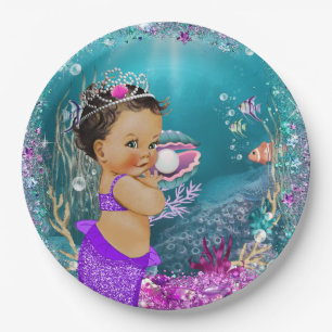 Assiettes en papier Bébé Little Mermaid Ethnique