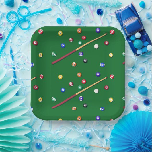 Assiettes en Papier Billard, Fête de Billard Améri (Fête)