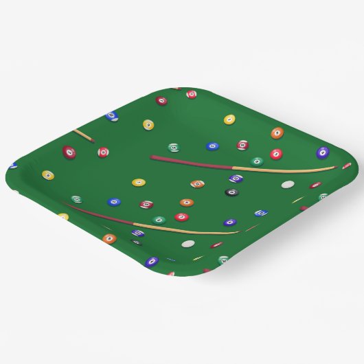 Assiettes en Papier Billard, Fête de Billard Améri (Angulaire)