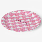 Assiettes en papier blanc Patchwork Hearts (Angle)